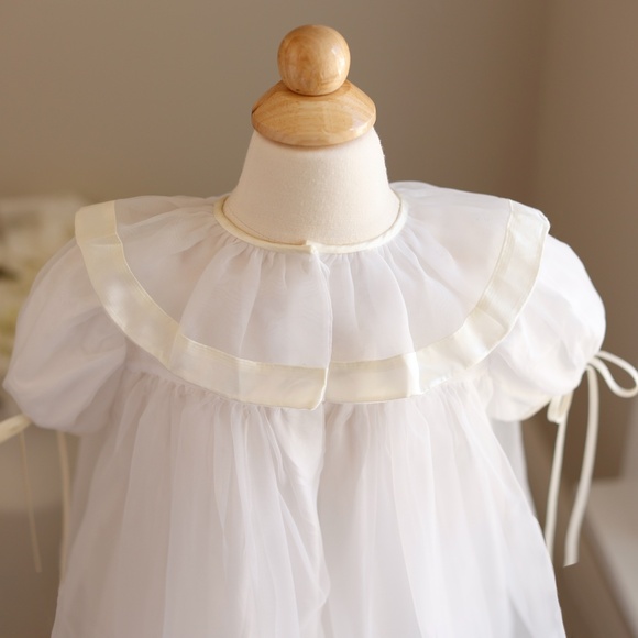 RARE Strasburg Dress Heirloom White Organza Ivory Satin Trim FLOWER GIRL NWT - Picture 5 of 5